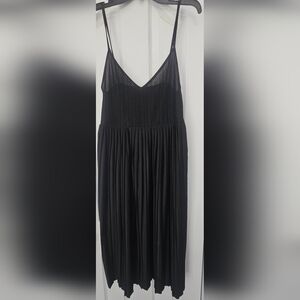 Zara Elegant Black Spaghetti Strap Pleated  Dress Size Small
